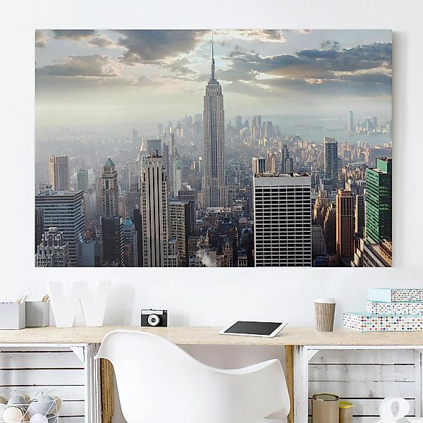 Leinwandbild New York - Querformat Sonnenaufgang in New York günstig online kaufen