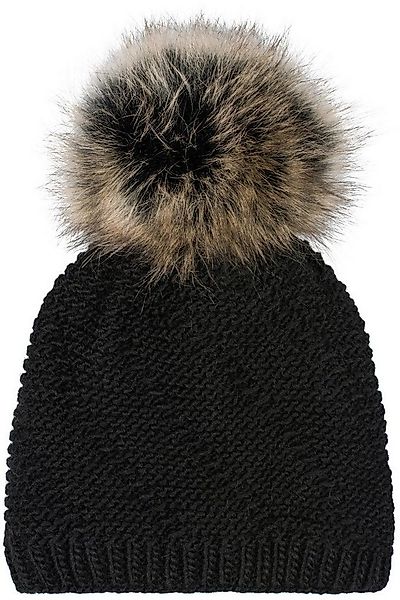 styleBREAKER Bommelmütze Einfarbige Strick Bommelmütze mit Thermo-Fleece (1 günstig online kaufen