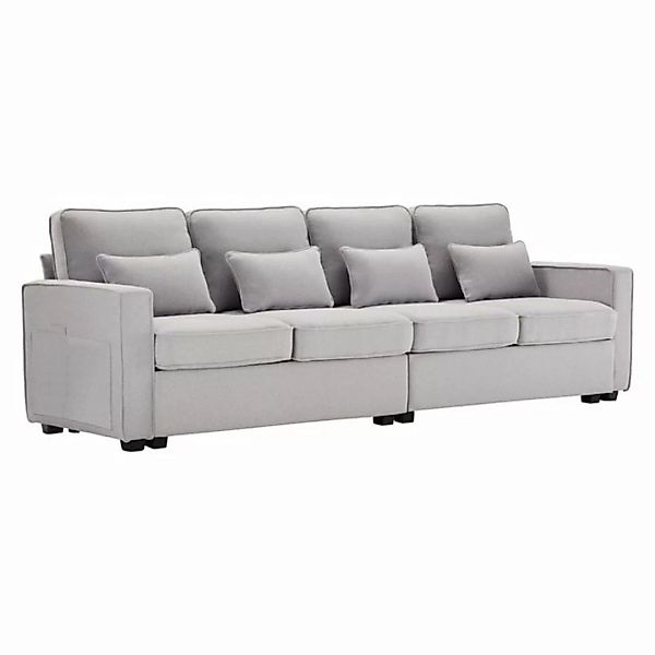 GLIESE 4-Sitzer 4-Sitzer-Sofa aus Leinenstoff mit 4 Kissen für Wohnzimmer, günstig online kaufen