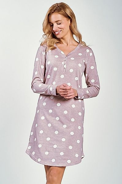 Mademoiselle Sommeil Nachthemd in hellrosa mit weißen Punkten und langen Är günstig online kaufen