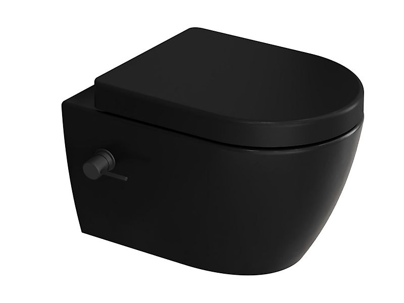 Aqua Bagno Dusch-WC Taharat schwarz matt inkl. Warm-Kalt-Mischer spülrandlo günstig online kaufen