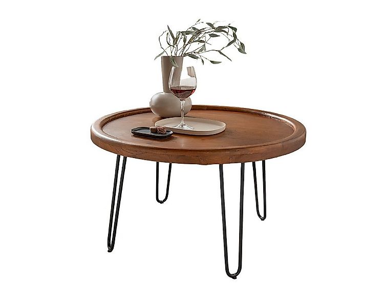 Liadomo Couchtisch Bettina, Tischplatte rund, massives Akazienholz, Metallg günstig online kaufen