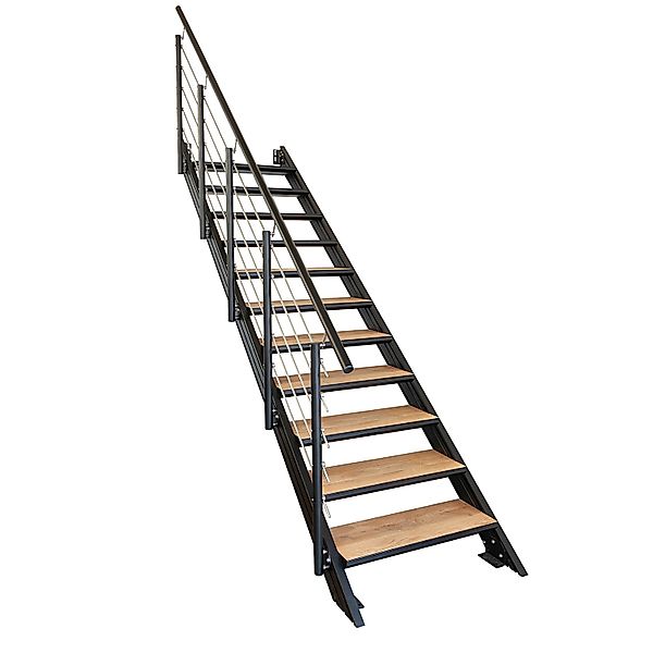 Treba Wangentreppe Brooklyn mit 10 Stufenwannen 100 cm x 30,7 cm Alu Schwar günstig online kaufen