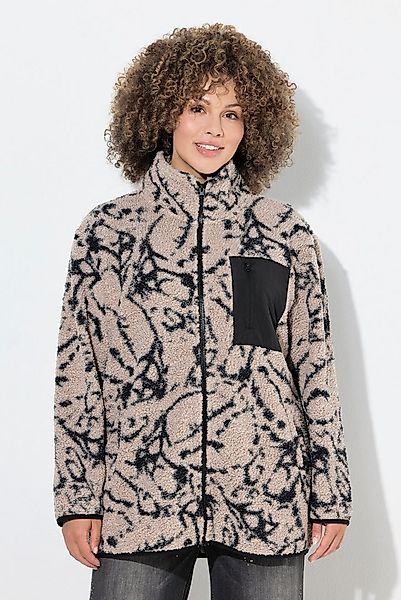 Ulla Popken Sweatjacke Teddyjacke Stehkragen elastische Kanten günstig online kaufen