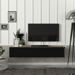 en.casa TV-Schrank »Toivakka« Fernsehschrank 135x31x25cm Eiche-Optik/Schwar günstig online kaufen