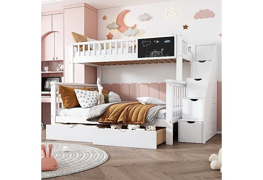 Odikalo Kinderbett Etagenbett Doppel Multifunktion Tafel Schubladen weiß 90 günstig online kaufen