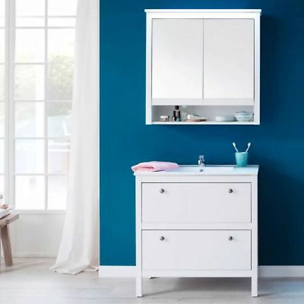 Lomadox Waschplatz Kombination Badezimmer im Landhausstil OLOT-19 in Weiß, günstig online kaufen