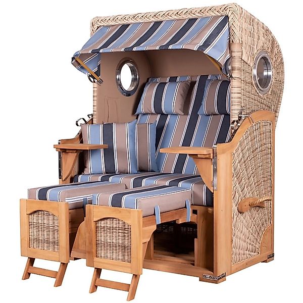 bene,iving Strandkorb Komplettset Ammersee Teak Bullauge PE Shell Modell 58 günstig online kaufen