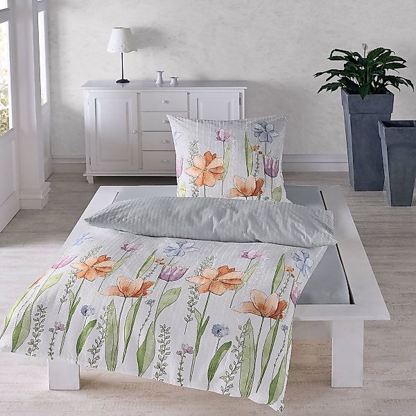 TRAUMSCHLAF Bettwäsche Aquarell Blumen, Seersucker, 3 günstig online kaufen
