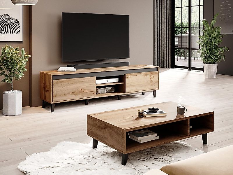 MIRJAN24 Wohnzimmer-Set Nord II, (2er-Set, Kommode, TV-Lowboard), Holz-Opti günstig online kaufen