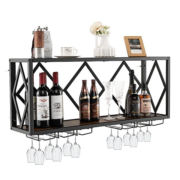 COSTWAY Weinregal, Wand, 2 Ebenen, Metall, günstig online kaufen