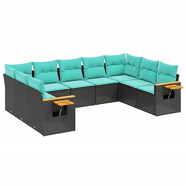 vidaXL 9-Tlg Garten-Sofagarnitur mit Kissen Schwarz Poly Rattan 3227114 günstig online kaufen