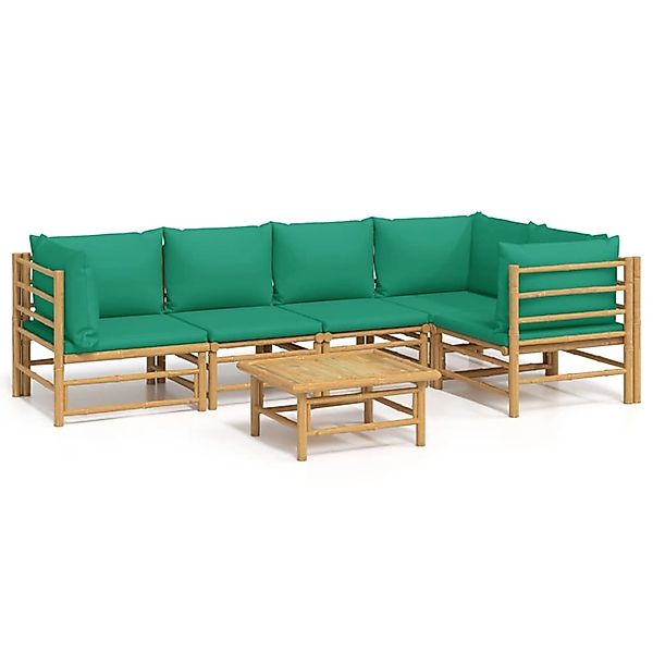 vidaXL Gartenlounge-Set 6-tlg. Garten-Lounge-Set mit Grünen günstig online kaufen