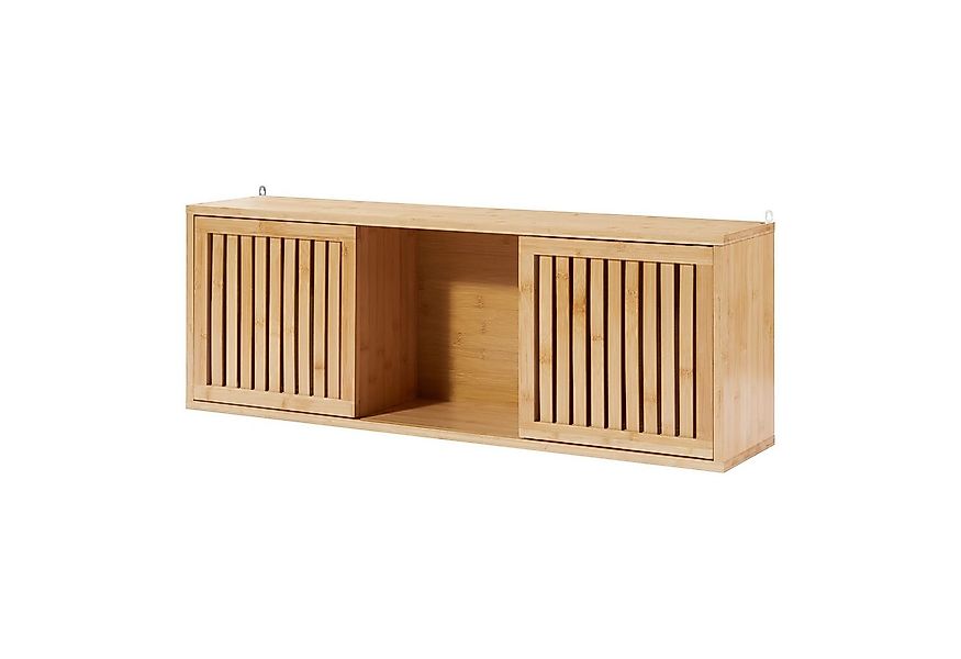 en.casa Wandregal, »Ypäjä« mit 2 Schiebetüren 93 x 20 x 33 cm Bambus günstig online kaufen