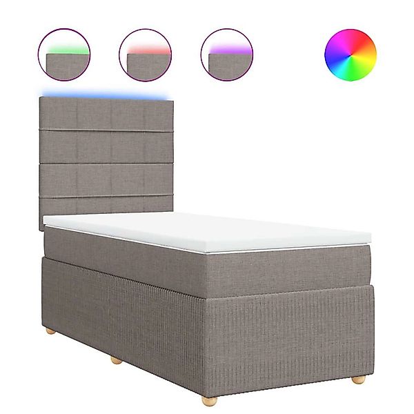 vidaXL Boxspringbett mit Matratze Taupe 90x200 cm Stoff 3294243 günstig online kaufen
