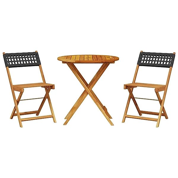 vidaXL 3-tlg Bistro-Set Schwarz Poly Rattan und Massivholz Modell 2 günstig online kaufen
