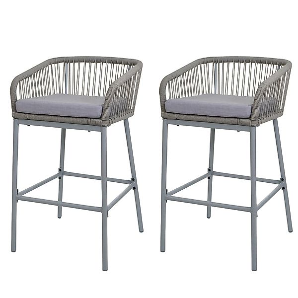 Proregal 2er-Set Rope-Barhocker HxBxT 92x51x53 cm Sitzhöhe 76cm Outdoor Sit günstig online kaufen