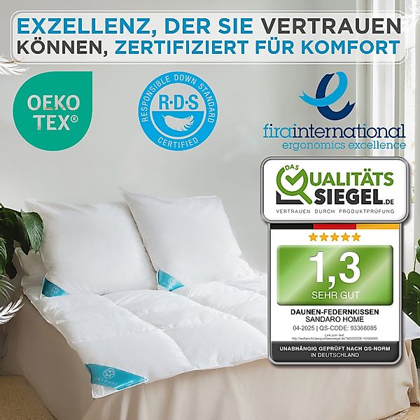 Sandaro Home 3-Kammer-Kopfkissen Daunen Kissen, Kopfkissen günstig online kaufen