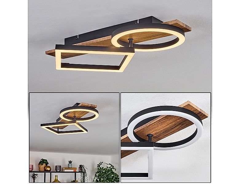 hofstein Deckenleuchte Deckenlampe aus Metall/Holz/Kunststoff in Schwarz/Br günstig online kaufen