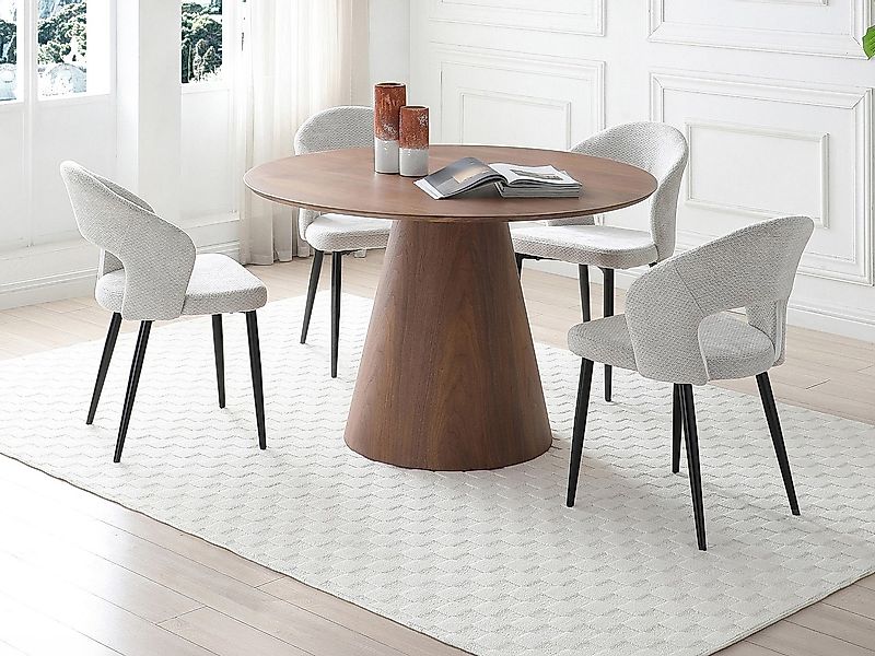 Set Tisch ANTALIZA + 4 Stühle NIYAMA - Holzfarben dunkel & Grau günstig online kaufen