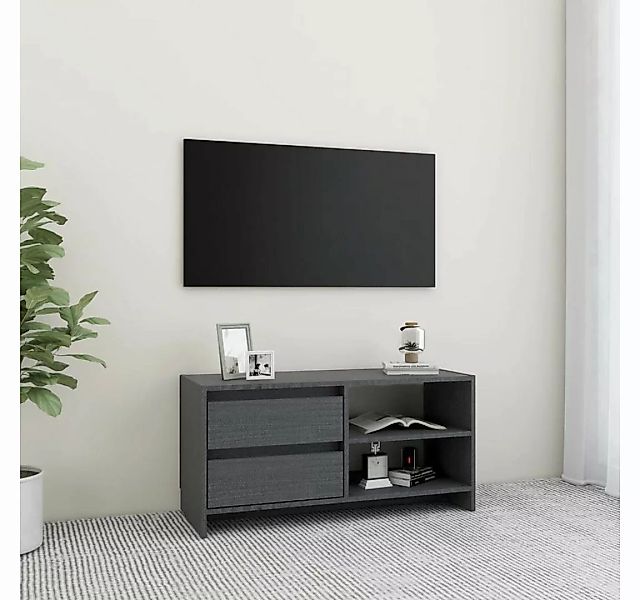 furnicato TV-Schrank Grau 80x31x39 cm Massivholz Kiefer günstig online kaufen
