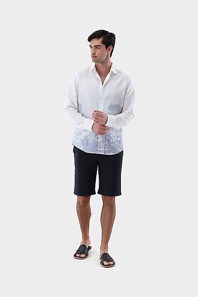 Leinenhemd mit platziertem Palmen-Druck günstig online kaufen