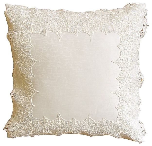 matches21 HOME & HOBBY Kissenbezüge Kissen-Bezug Blumen Spitze woll-weiß fl günstig online kaufen