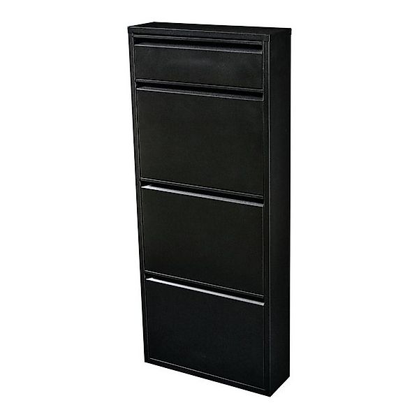 en.casa Schuhschrank »Sokndal« mit 3+1 Klappen Metall Schwarz günstig online kaufen