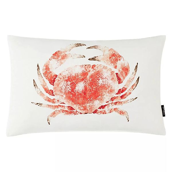 home24 Proflax Kissenbezug Crab Weiß/Koralle 50x30 cm (BxH) Baumwollstoff günstig online kaufen
