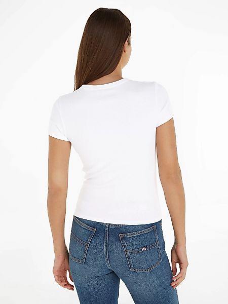 Tommy Jeans T-Shirt Slim Essential Rib Shirt, Rippshirt Rundhalsshirt mit L günstig online kaufen