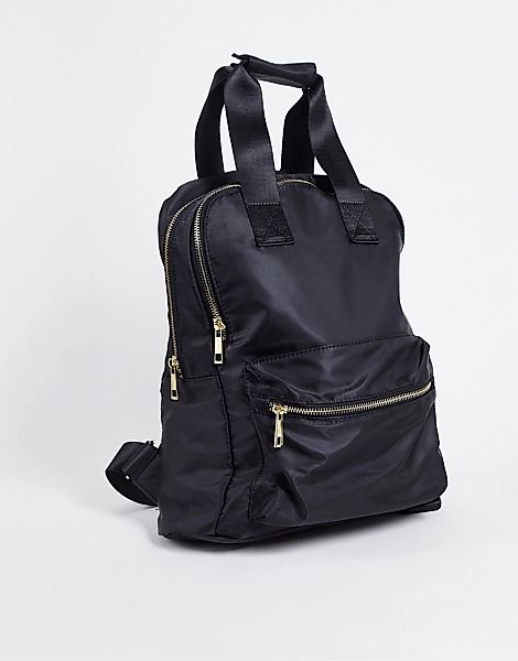 ASOS DESIGN – Rucksack aus schwarzem, recyceltem Nylonmix mit mehreren Fäch günstig online kaufen