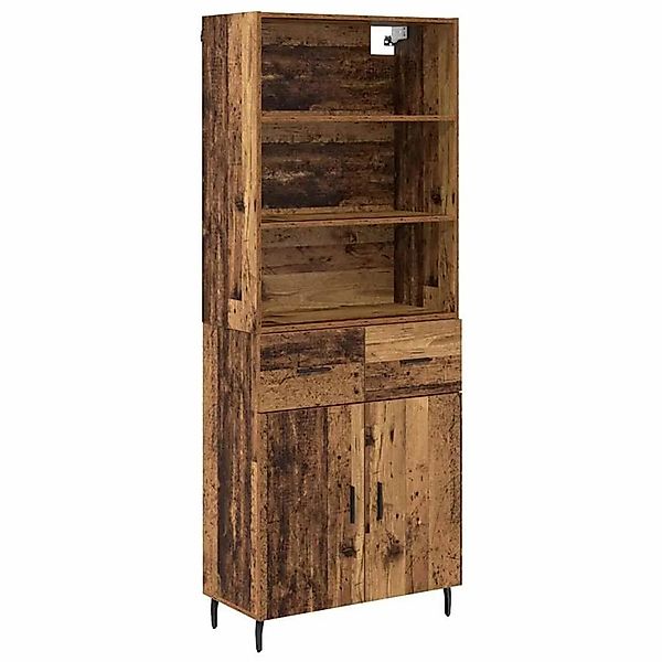 vidaXL Highboard Altholz 69,5 x 34 x 180 cm Engineered Wood und Glas 341566 günstig online kaufen