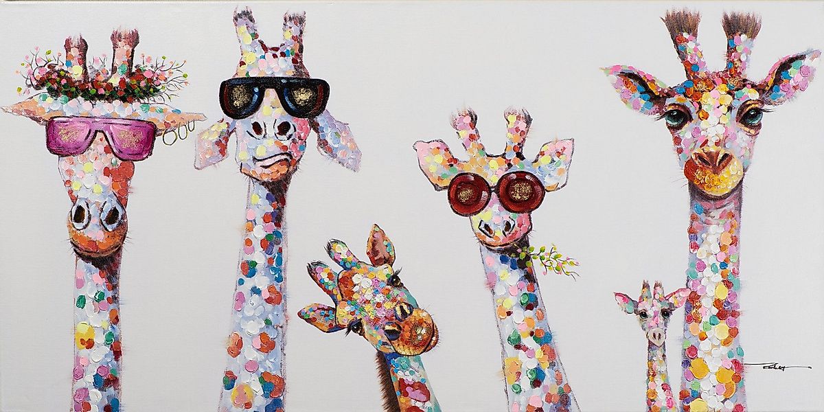 ArtUniverse Gemälde Kuriose Giraffenfamilie 70x140 cm günstig online kaufen