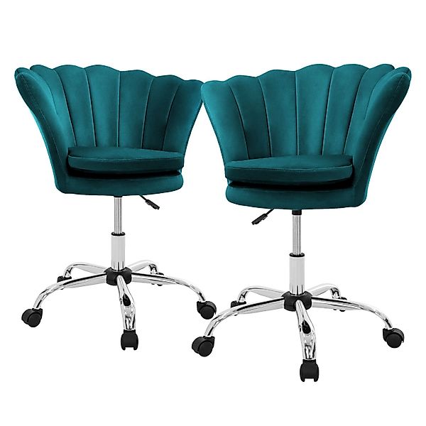 ML-Design Drehstuhl 2Er Set aus Samt Petrol Höhenverstellbar 360 Grad günstig online kaufen