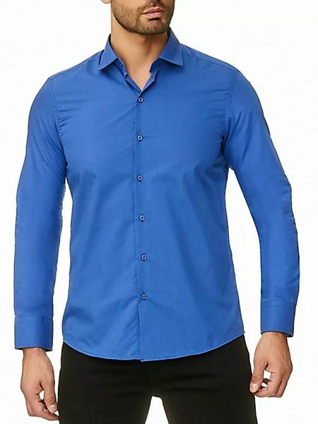 Reslad Langarmhemd Reslad Herren Hemd Kentkragen Unicolor Langarmhemd RS-70 günstig online kaufen