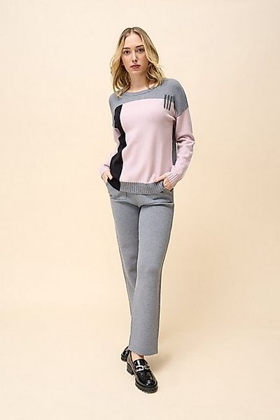 Passioni Strickpullover Colourblocking Pullover mit Rundhalsausschnitt günstig online kaufen