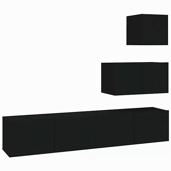 furnicato TV-Schrank 4-tlg. TV-Schrank-Set Schwarz Holzwerkstoff (1-St) günstig online kaufen