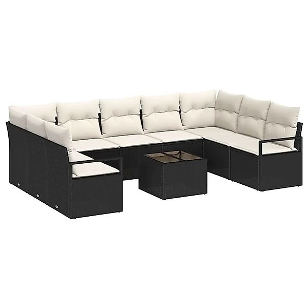 vidaXL Sofa Set mit Kissen 10-Tlg Braun und Creme Poly-Rattan 3355216 günstig online kaufen