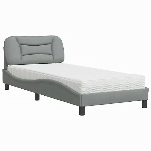 vidaXL Bettgestell Bett mit Matratze Dunkelgrau 90x200 cm Stoff Bettgestell günstig online kaufen