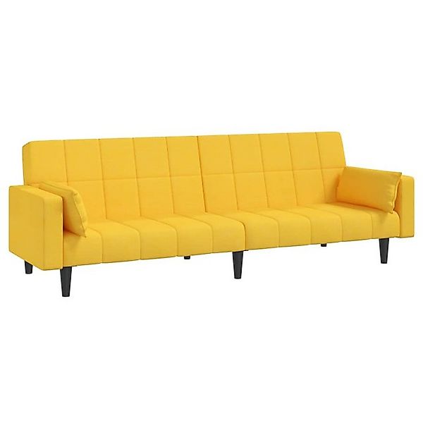 vidaXL Sofa Schlafsofa 2-Sitzer mit 2 Kissen Gelb Stoff günstig online kaufen