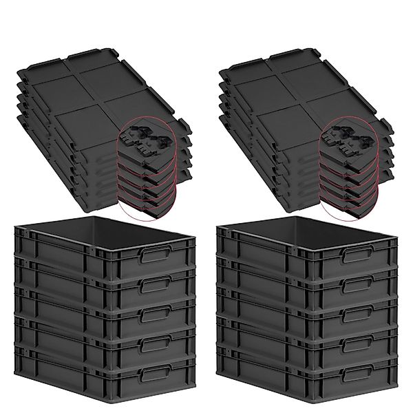 PROREGAL SuperSparSet 10x Eurobox Nextgen Grip Mit Scharnierdeckel Und Schw günstig online kaufen