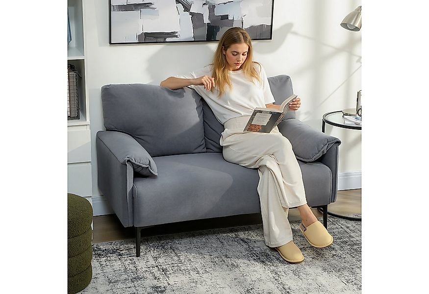 HOMCOM 2-Sitzer Polstersofa mit Armlehne, Metallrahmen, Couch 1 Teile, für günstig online kaufen