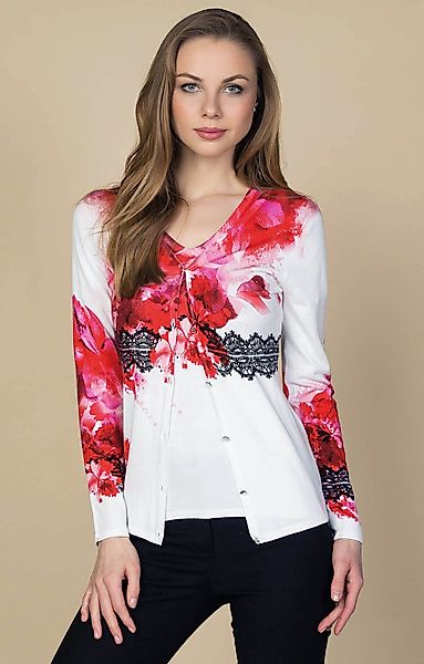 Passioni 2-in-1-Strickjacke Twinset mit abstraktem Print günstig online kaufen