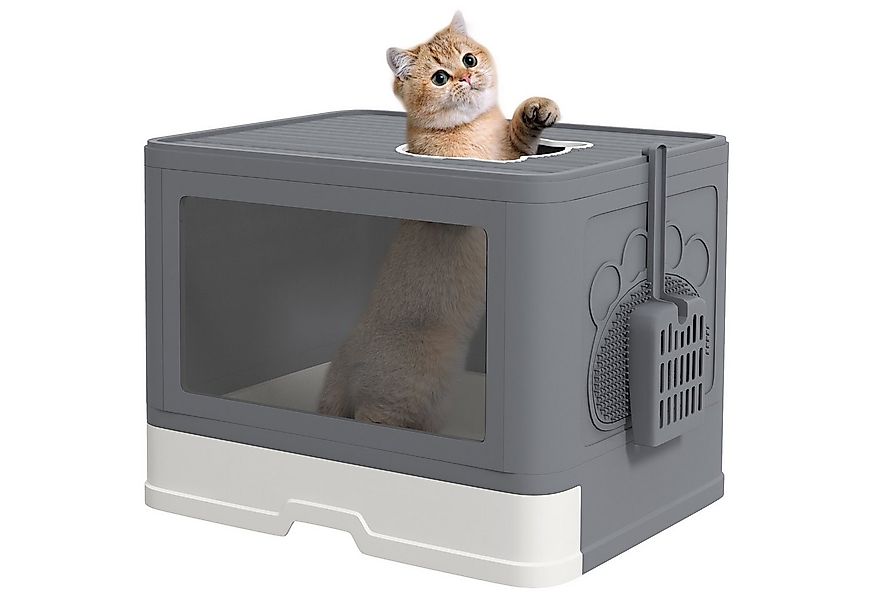 PawHut Katzentoilette Katzenklo mit Schaufel, Deckel, Toilette für Katzen b günstig online kaufen