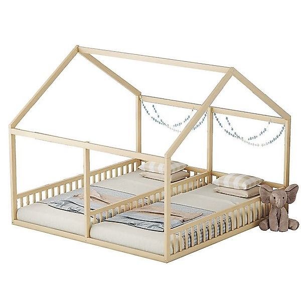 Flieks Kinderbett, Massivholz Einzelbett Doppelbett Hausbett günstig online kaufen