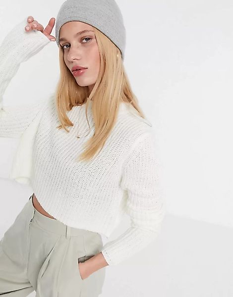 AX Paris – Kurz geschnittener Pullover in Creme-Weiß günstig online kaufen