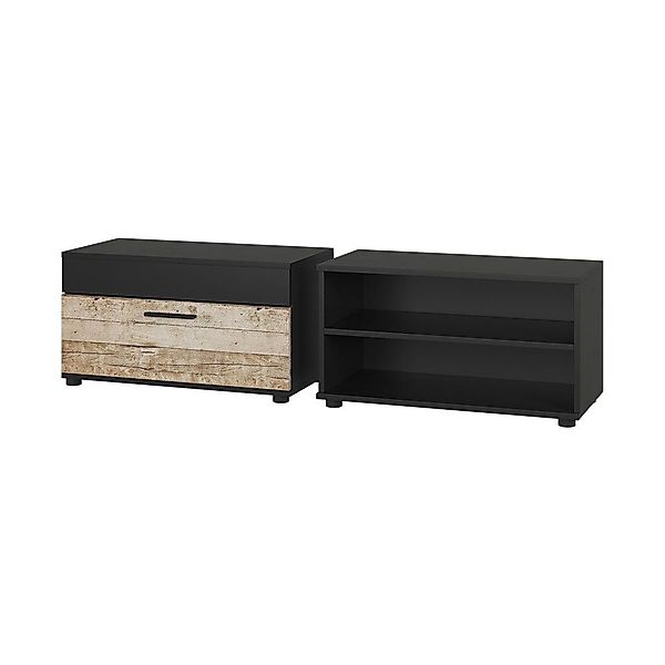 Vicco Wohnwand Berno, Schwarz/Sandeiche, 2 Teile günstig online kaufen