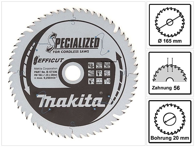 Makita Kreissägeblatt EFFICUT Kreissägeblatt für Holz 165 x 20 x 1,45 mm 56 günstig online kaufen