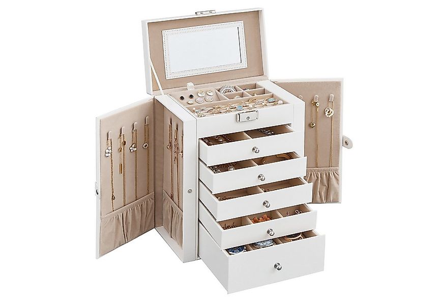 SONGMICS Schmuckkasten, Schmuckschatulle mit 6 Ebenen, seitlichen Klapptüre günstig online kaufen