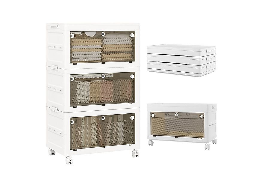 KOMFOTTEU Aufbewahrungsbox, Stapelboxen klappbare Kunststoffboxen, mit Roll günstig online kaufen